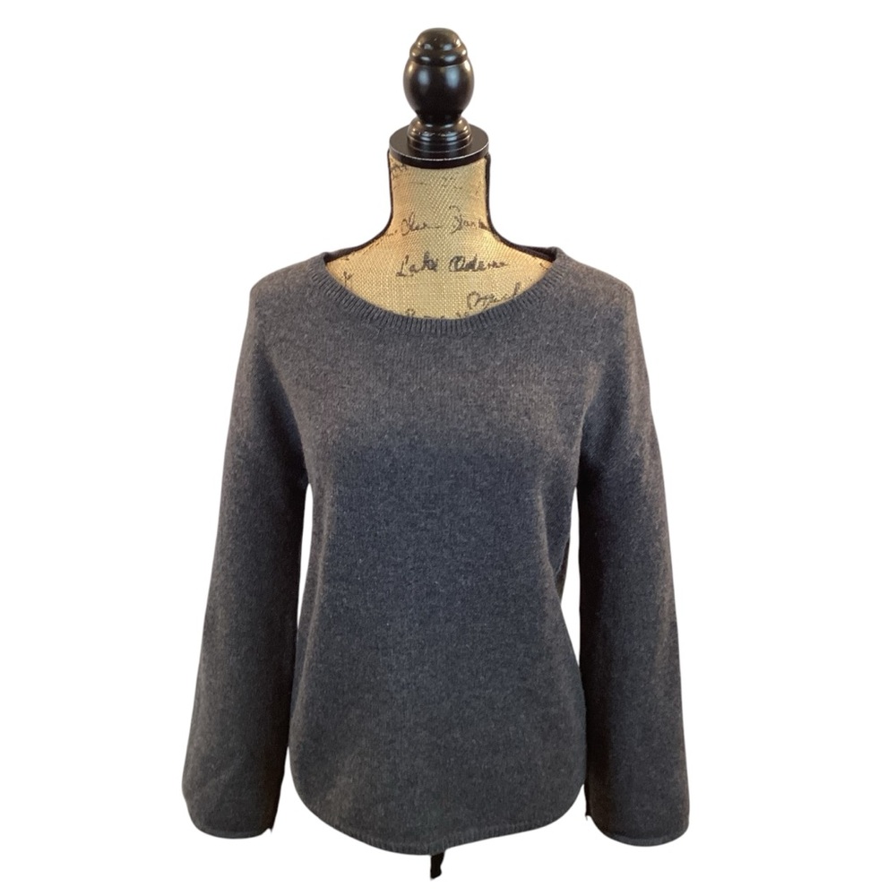Nordstrom’s Cashmere Crew Neck Sweater Bell Sleeves Gray - Picture 1 of 8